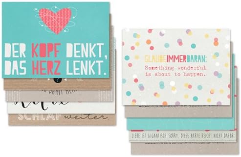 Modern Times Moses Verlag© Set of 10 Assorted Postcards A6, No. 3,10 Beautiful Quotes/Sayings, Happy Me – Mood-boosters for everyday use