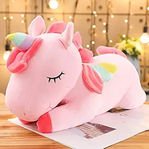 Party Propz Pink Unicorn Plush Toy Stuffed Animal Velvet Pillow Cushion Soft Toys for Baby Kids-35 CM/huggable Teddy Bears/Big Dolls For Girls/Girl Gifts Pillows/Photoshoot Stuff Cushions/Decorative Cartoons