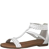 ledersandalen damen braun flach Verschluss: Reißverschluss Tamaris 1-1-28128-22 Damen Schaftsandalen,Sandale,Sandalette,Sommerschuh,bequem,flach,Reißverschluss,Touch-IT,White,39 EU
