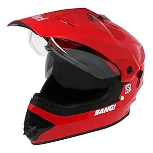 Steelbird ABS Plastic SB-42 Bang Motocross Cherry Red with Double Visor, 600mm