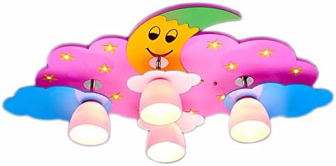 GYUHANLT Modern Personality Children's Baby Nursery Bedroom Lovely Cartoon Eye Care Ceiling Light,Kindergarten Kids Lamp Woodwork Moon, Moon powder +