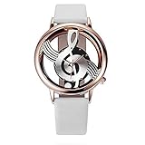 Suitray Damen Uhren,Musik Note Design Frauen Armbanduhr Analoge Quarzuhr Künstlerisch Freizeit Uhr Geschenk,Runde Zifferblattgehäuse Lederband Uhren