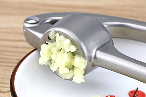 Teckmond Knoblauchpresse Garlic Press mit rostfreier Legierung, weichgehandeltes High-End Gewicht für Küche Knoblauchpeeling - 8