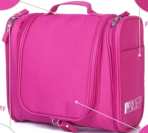 Hanging Travel Toiletry Bag, Cosmetic Kit Bags, Waterproof Shower Organizer, Large Makeup Storage Bag, Family Grooming Kit, Travel Bath Pouch Bag with Hanging Hook for Men/Women Gift Item (Red Rose)