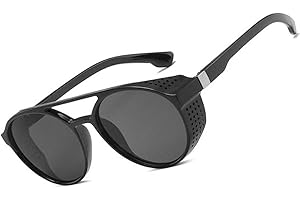 PINKLADY Steampunk Side Mesh Round Circle Retro Vintage Punk Men Sunglasses Goggle Shade