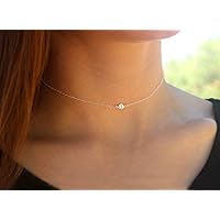 Silber maßgeschneiderte Länge Kristall winzigen Choker einfache kurze Halskette