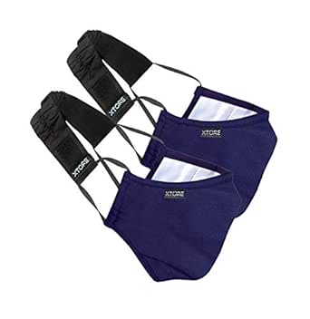 Xtore N 95 Fda Ce Certified Antipollution Cotton Mask Reusable Washable Without Valve Pack Of 2 Mask 2 Filters 2 X Head Band Navy Blue Amazon In Beauty