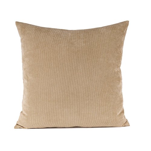 Baibu Einfach Dekorativ Sofa Kissenbezug Kissenhülle mit verdecktem Reißverschluss aus Kord in 10 modernen Farben und 6 Größen 40x40cm Khaki