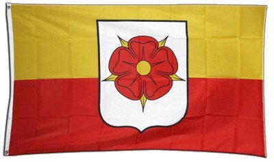 Fahne / Flagge Deutschland Stadt Detmold Lippe mit Rose + gratis Sticker, Flaggenfritze®