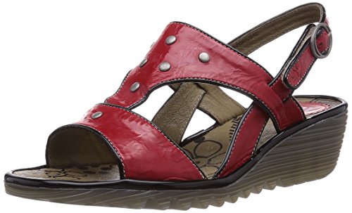 Fly London Odum Women's Wedge Heel Sandals - Devil Red, 7 UK