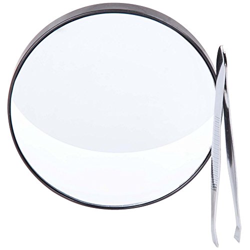 Promobo - Beauty Kit Set - x15 Magnifying Mirror with Suction Cups for Mounting, with Tweezers by Promobo