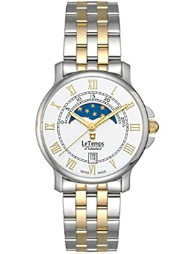 Le Temps of Switzerland Damenuhr bicolor, Mondphase Ø 35 mm