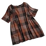 iHENGH Karnevalsaktion Damen Top Bluse Bequem Lässig Mode T-Shirt Frühling Sommer Blusen Frauen Kurzarm Kariertes Baggy Top Lässige Tunika