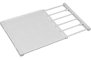 JONASHER Ausziehbares Schrankregal Spannstange Verstellbarer Kleiderbügel DIY Schrank Aufbewahrung Halter Kleiderschrank Organizer Trennwände Schuhregal 41 cm Breite für Badezimmer Küche - Weiß