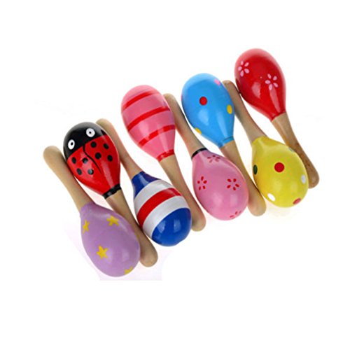 Tonsee®1 Pcs Baby Kid Wooden Ball Musical Development Percussion Rattle Sand Hammer Toy, Random Color