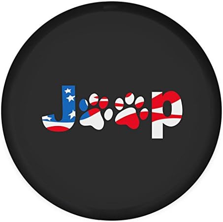 Jucarvo Spare Wheel Tire Cover With America Flag Dog Paws Logo R17(81cm/31.88inch)