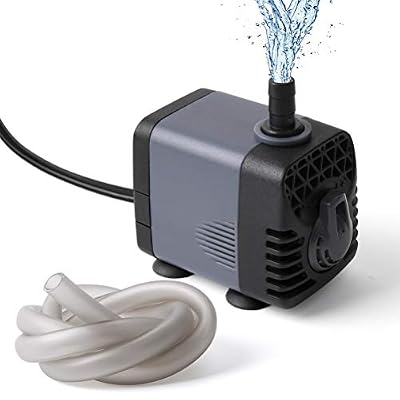 Ankway pompe submersible 600L/H 10W améliorée avec tube en vinyle (1M/39”), 50Hz brushless moteur pompe à eau avec 2 buses pour piscine aquarium poisson fontaine, avec cordon d'alimentation de 1,8 m