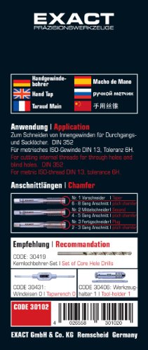 EXACT 30102 Handgewindebohrer Satz M4 HSS DIN 352 - 2