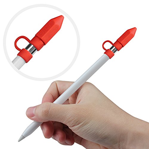 [3-Pack] Fintie Apple Pencil Stift Kappehalter/ Schreibfeder-Abdeckung/ Halterung für Lightning Kabel Adapter für den iPad Pro Pencil (Apple Pencil, Ladekabel und Adapter sind nicht im Lieferumfang enthalten), Rot - 2