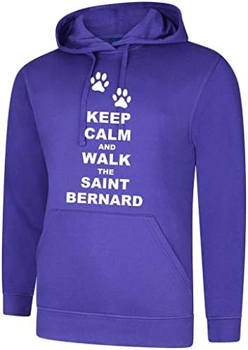 Keep Calm And Walk The Saint Bernard Dog In Purple Hoody &amp; White Text