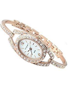 King Girl Mode Damen Strass Legierung Armbanduhr Golden