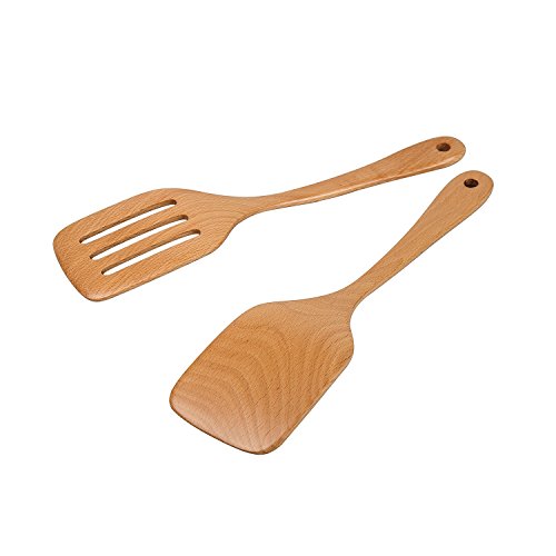 Title: Garcoo Wooden Multi-purpose Spatulas Set, Non Stick Beech Wood Turner / Flipper, Cooking Utensils, Pack of 2, Eco-friendly and Dishwasher Safe Garcoo Hölzern Mehrzweck Teigschaber Set, Non Stick Buchenholz Pfannenwander / Pfannenwender, Kochutensilien, 2-er Pack, Umweltfreundlich und Spülmaschinenfest - 5