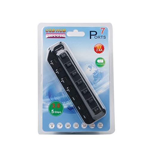 ONCHOICE 7 Port Schalter Datenhub Super Speed 5Gbps USB 3.0 USB 2.0 Hub Mit Netzadapter Für PC - 8