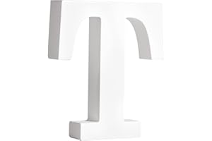 Rayher MDF-Buchstabe T, weiß, 9,3 x 11 cm, Stärke 2 cm, 3D-Buchstaben Holz, Holz-Buchstaben FSC zertifiziert, 64559102