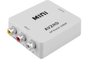 OcioDual Unidirektionaler AV zu HDTV Adapter, Unterstützt Stereo Audio und 1080p PAL/NTSC Video, für PC, TV, Konverter mit Netzkabel, AV2HDTV, CVBS 3 Cinch RCA, Weiße Farbe