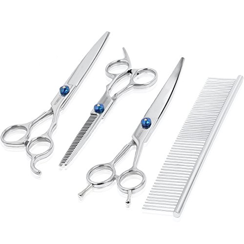 Kingstar-7-Inchs-Professional-PET-DOG-Grooming-Scissors-Suit-Stainless-Steel-Home-Cutting-Curved-Thinning-Shear