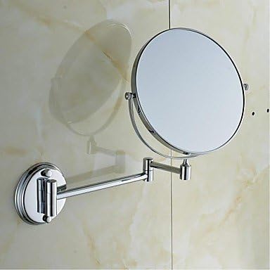 360 Degree Rotating Chrome Finish Round 8 Inch Solid Brass Wall Mount Cosmetic Mirror