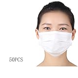 50 PCS Disposable Breathable Anti Dust Earloop Mouth Face Mask White