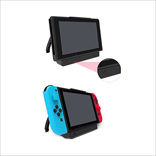Preisvergleich Produktbild Supremery Nintendo Switch Akku Hülle 10000mAh Aufladbare Externe Batterie Battery Backup Case Power Bank Ladegerät mit Standfunktion für Nintendo Switch, Schwarz