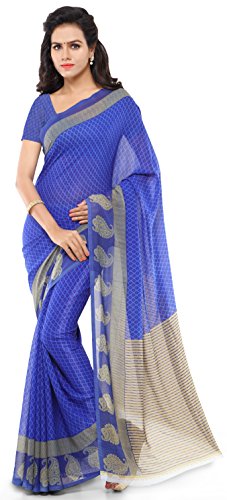 Anand Sarees Georgette Saree with Blouse Piece (1168_1_blue_Free size)