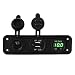Produktbild Kreema Motorrad Auto 12 V 24 V Dual USB Ladegerät Buchse + LED Voltmeter Adapter + Zigarettenanzünder Steckdose Panel