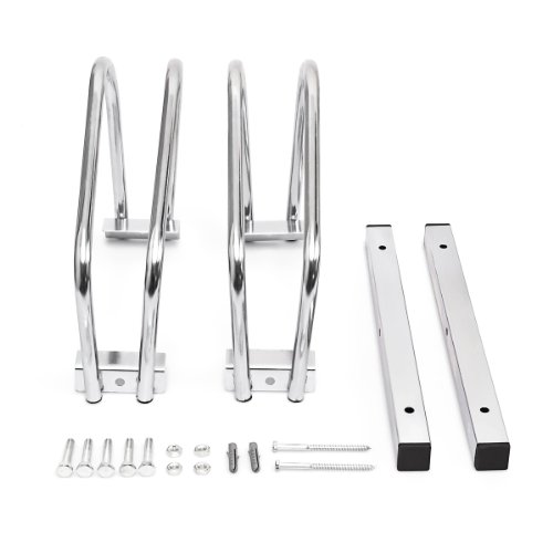 Relaxdays Fahrradständer, Boden oder Wandmontage, Für 2 Fahrräder, Aus verchromtem Stahl, Regenfester Fahrradhalter für draußen, HBT: ca. 26 x 40 x 32 cm, silber - 7