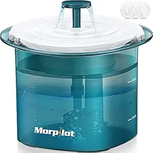 Morpilot Cat Water Fountain, Pet Fountains with Super Silent Water Pump and Smart Indicator Light, 2L Dog Water Fountain Suitable for Cats and Dogs, Cat Water Dispenser with 3 Filter Chips