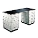 Produktbild müller möbelfabrikation Classic Line TB 229-5 Schreibtisch 175x77x80cm, silber RAL 9006 glänzend Sockel und Tischplatte schwarz 8 Schubladen