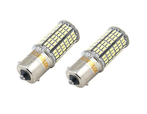 Bonlux 2-Packs 5W 1156 Ba15s único Contacto bayoneta bombilla LED 10-30V cálido blanco 1156 1141 1003 1073 1093 Ba15s reemplazo de LED para el coche interior RV camping campamento Yard Lighting