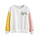 Produktbild URSING_Damen Beiläufig Nähen Gedruckt O-Ausschnitt Langarm Sweatshirt Oberteile Bluse Pullover Winterpullover Pullis Patchwork Langarmshirt Rundhals Lange Ärmel Blusenshirts (Weiß, L)
