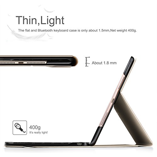 IVSO iPad Pro 10.5 QWERTZ Tastatur, Abnehmbare Wireless Bluetooth Tastatur Schutzhülle mit Standfunction Für Apple iPad Pro 10.5 Tablet, Gold - 5