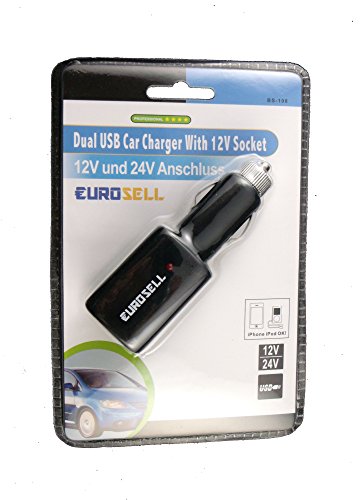 12 / 24 ZigarettenanzÃ¼nder Stecker Doppel USB Buchse LadegerÃ¤t KFZ Auto LKW Wohnmobil fÃ¼r Smartphone Tablet iPhone iPad Navigationssystem schwarz