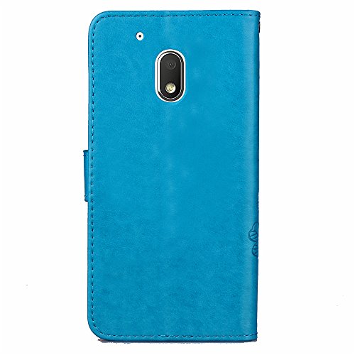 Hülle Handyhülle Case MOTO G4 play,SainCat MOTO G4 play Power Schutzhülle Ledertasche Brieftasche im BookStyle Mit Klee Entwurf,MOTO G4 play Power PU Leder Wallet Case Folio Schutzhülle Hülle Lederhülle Bumper Handytasche Skin Schale Soft Backcover Handy Tasche Flip Cover Buchstil Klapptasche in Lederoptik mit Standfunktion Karteneinschub und Magnetverschluß Etui Flip Case für MOTO G4 play -Klee Blau - 3