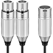 J&D Câble Y XLR Femelle Vers 2 XLR Mâle 3 Pin - Adaptateur Balanced 0,48m Pour Micro, Mixer, Amplificateur Et Enregistrement