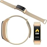 DJym Farbbildschirm Smart Armband Bluetooth-Headset-Kombi-Call-Uhr mit Herzfrequenz Blutdruck,Gold