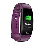 DJym Fitness Tracker, Smart Watch mit Herzfrequenzmesser Activity Tracker Handgelenk/Wasserdicht/Sensitiv/Touchscreen Kalorienzähler Schrittzähler für Android und iOS,Purple
