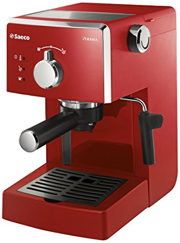 détail Saeco Poemia – Machine à expresso manuelle, pour café moulu et dosettes ESE rouge