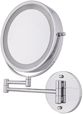 Makeup Mirror, Battery Operated LED Lighted Wallmount Vanity , L 12.3 x W 11.3 x H 2.2 inches