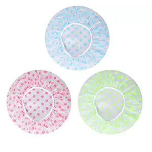 SK RAYAN Shower Cap Bath Shower Cap ,Women Reusable Waterproof Women Shower Cap Girls Multiuse Shower Cap Adults Women Girls,Men,Kids,Babies,Homes,Spas,Salons,Hair Treatment,Beauty Parlors (3 PCS)
