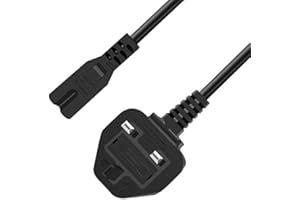 BOLWEO AC Power Cable Fig 8, C7 Mains Power Cord Lead UK Plug for Sony PS2 PS3 PS4 (Slim Edition),Surface Pro 2/3/4/5 Tablet【1.2M】